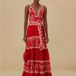 NWT Farm Rio Flowerful Birds Red Mix Maxi Dress-L